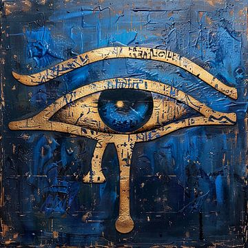 Vintage Egyptisch oog van Ruda in koningsblauw en goud van Lauri Creates
