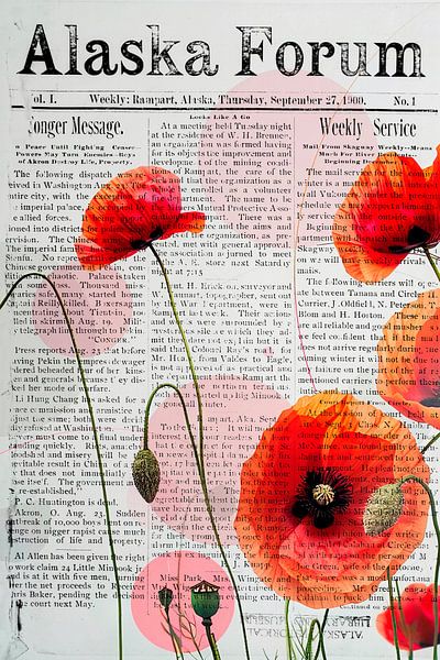Collage with red poppies by Poster Art Shop