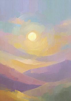 Pastell-Landschaft bei Sonnenuntergang
