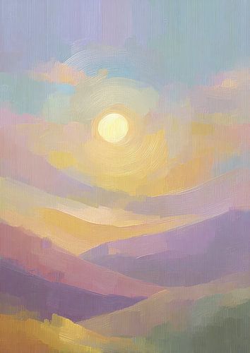 Pastell-Landschaft bei Sonnenuntergang