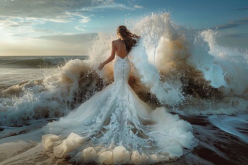 bruid in de branding