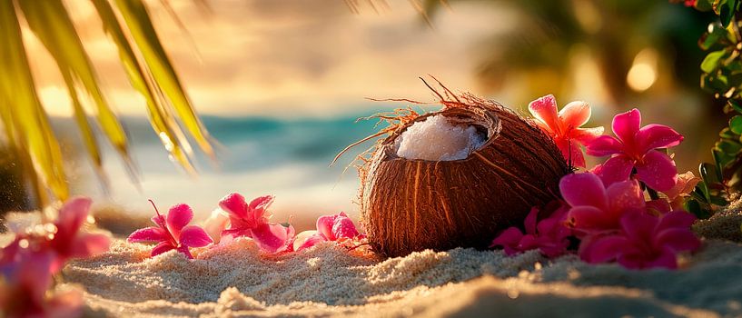 Kokosnuss im blühenden Paradies von Poster Art Shop