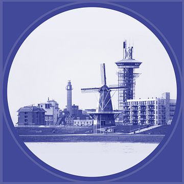 Vlissingen Cityscape Tile in Delfts Blue by Imladris Images