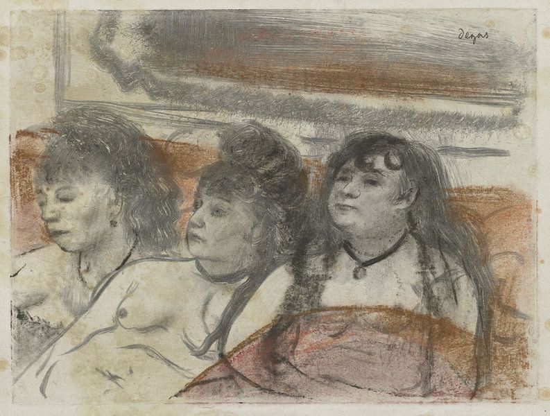 Drei Frauen in einem Bordell, Edgar Degas von Marieke de Koning