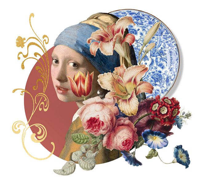Meisje met de Parel - a Delft in Summer Collage by Marja van den Hurk