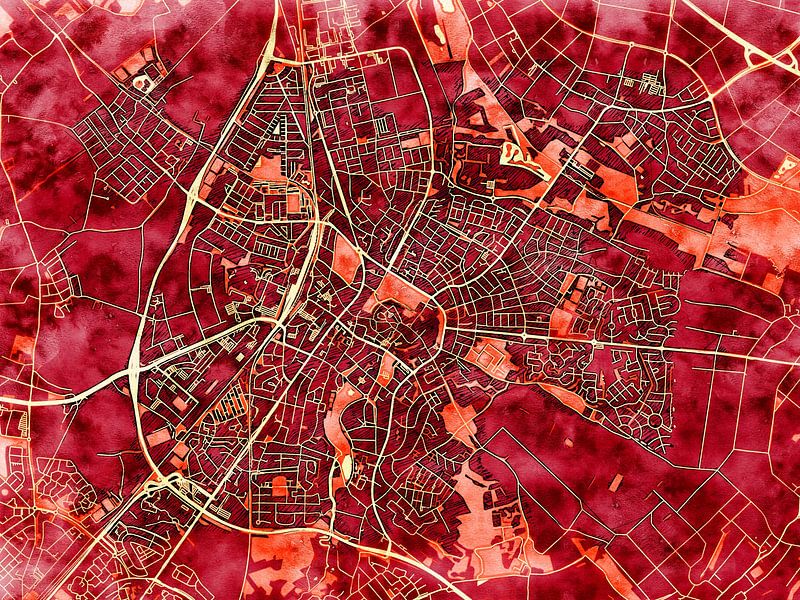 Map of Sittard with the style 'Amber Autumn' by Maporia