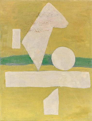 Plaque blanche sur fond vert clair, WILLI BAUMEISTER, 1940