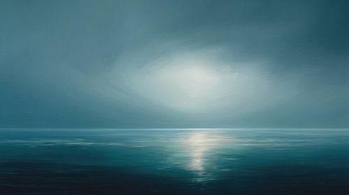 Blauwgroen maanlicht boven stille wateren