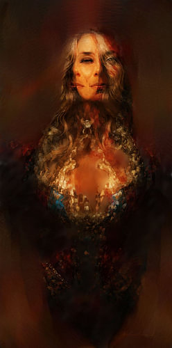 « La Harlequine » – Double portrait mystique sur velours doré « & » (Avantgarde Fine Art)