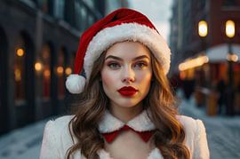 beautiful girl with santa claus costum by hisam colours