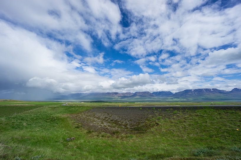 Iceland - Incredible colorful landscape with flat green meadows by adventure-photos