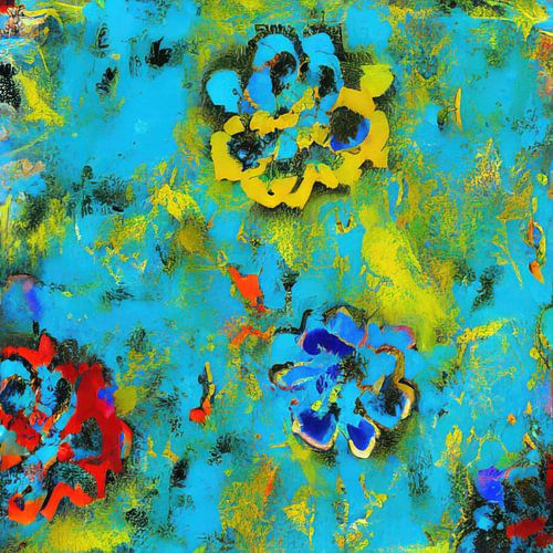 Abstract painting with floral fantasy