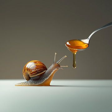 Sweet As Honey | Attraction. Surreal interaction between a dainty snail and a spoonful of honey. by Sander van der Torren