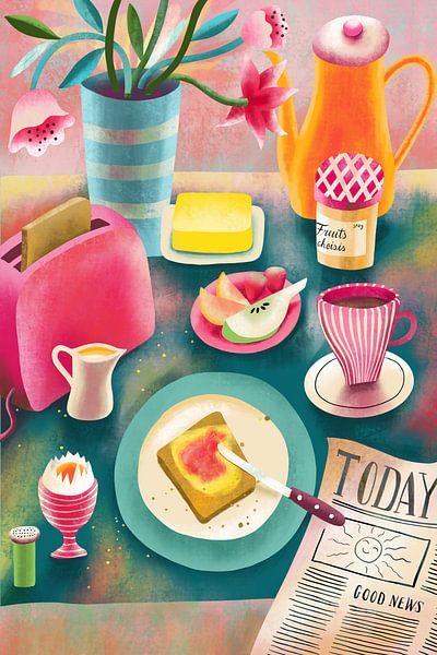 Scène de petit déjeuner fantaisiste par uta krogmann