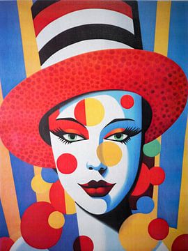 pop art portret vrouw hoge hoed circus grafische geometrie van gm_designs