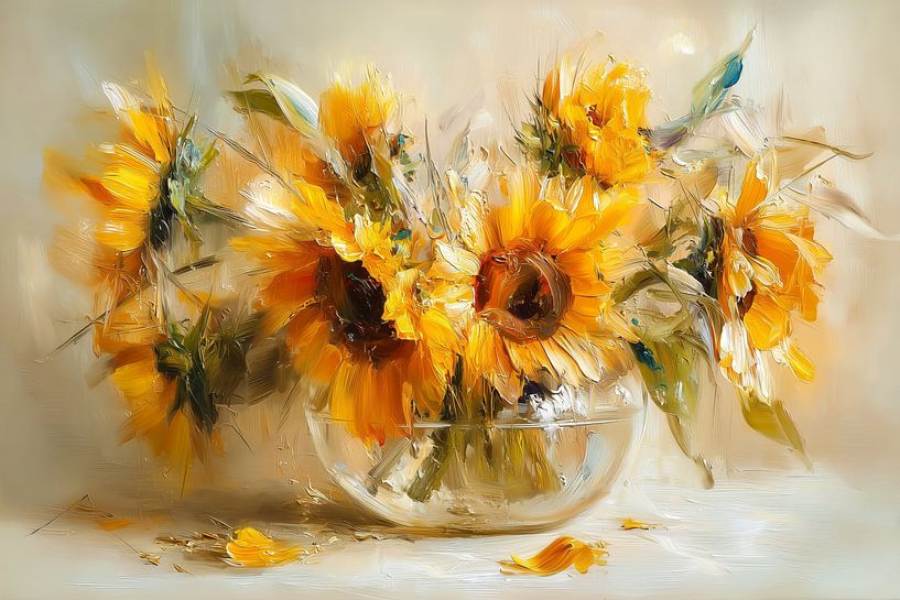 Tournesols dans un vase en verre par ARTemberaubend