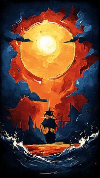 Mystische abstrakte Symbole in goldenem Licht von Aden Pink Studio