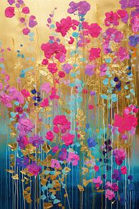 Golden Blossom | Floral Abstract Art