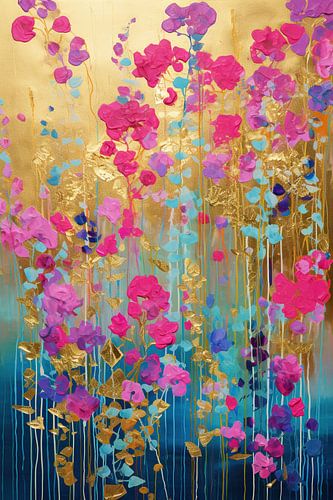 Golden Blossom | Floral Abstract Art