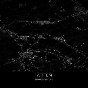 Zwart-witte landkaart van Wittem, Limburg. van Rezona