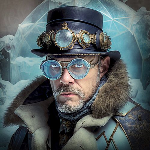 Arctisch ontdekkingsreiziger in steampunk stijl