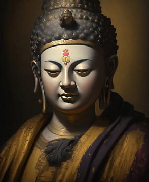 Buddha in klassischen Farben.