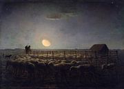 Der Schafstall, Mondlicht, Jean-François Millet von Meisterhafte Meister Miniaturansicht