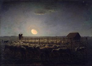 De schaapskooi, Maanlicht, Jean-François Millet