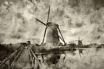 Watercolour mills Kinderdijk
