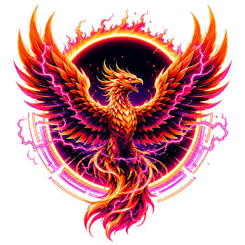 Luminous Celestial Phoenix Rising Vibrant Firebird Art Print