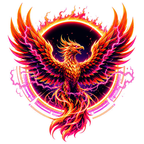 Luminous Celestial Phoenix Rising Vibrant Firebird Art Print