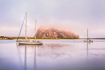 Morro Rock In The Fog by Joseph S Giacalone Photography