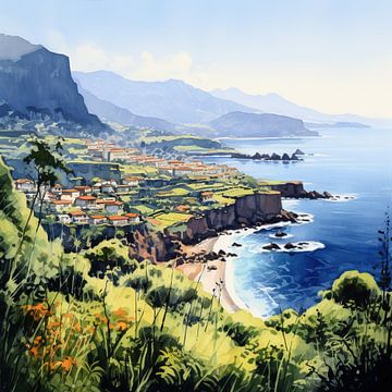 Paysage du Portugal sur Peinture Abstraite