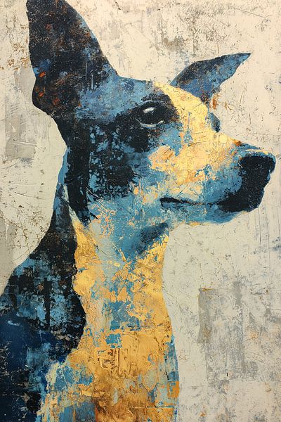 Goldener Hund in Marineblau von Thea