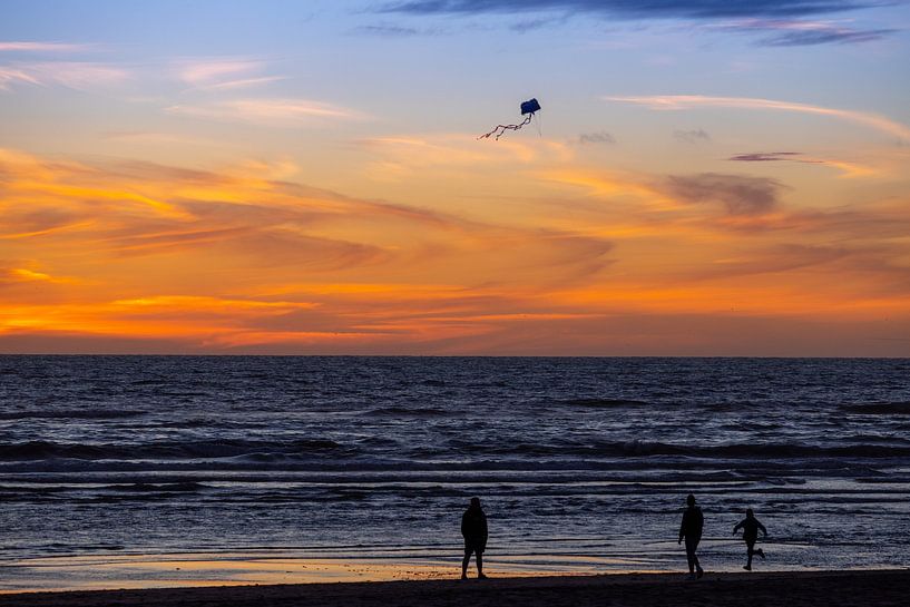 Vliegende draak bij zonsondergang van Michael Ruland
