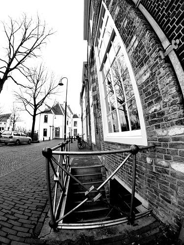 Gouda door een extreem groot hoek gezien