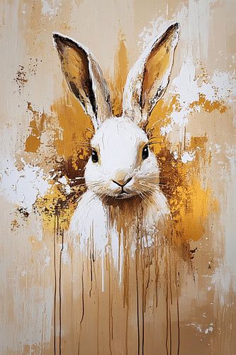 Abstract konijn met gouden tinten