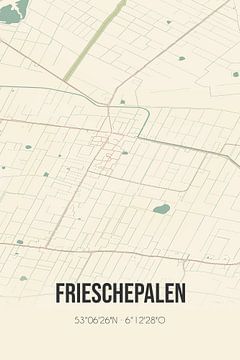 Alte Karte von Frieschepalen (Fryslan) von Rezona