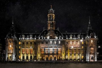 Stadhuis van Rotterdam van Digitale Schilderijen