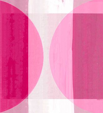 Abstracte Bauhaus vormen Magenta roos van FRESH Fine Art