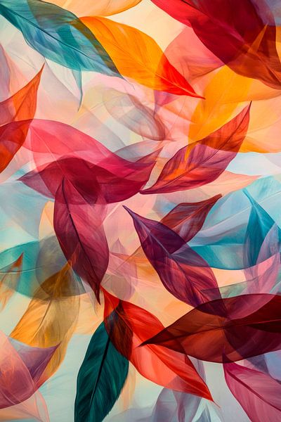 Bunte durchsichtige Blätter im Wind von Poster Art Shop