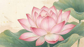 Pink Lotus Blossom with Golden Edges and Dewdrops by Siti Zuliana