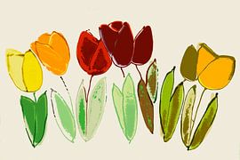 stylized, almost abstract tulips by Hanneke Luit