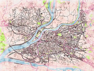Map of Avignon with the style 'Soothing Spring' by Maporia
