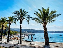 Palmen Strandszene an der Côte d'Azur