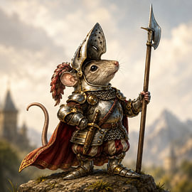 Die majestätische Maus „Sentinel“ mit Hellebarde von Petrus Jakub