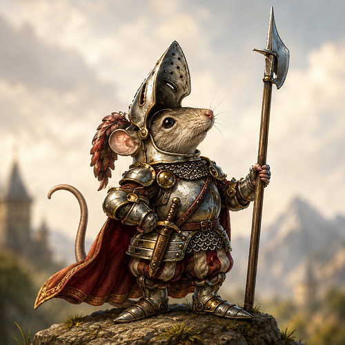 Die majestätische Maus „Sentinel“ mit Hellebarde