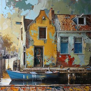 Lost Place Haus Kanal Boot Farbe Streetart Textur surreal