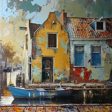 verloren plaats huis gracht boot kleur street art textuur surrealistisch van gm_designs