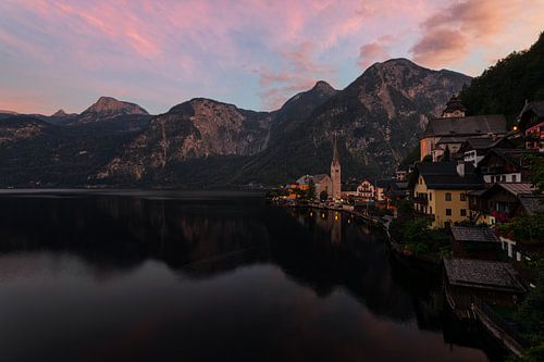 Hallstatt with sunset